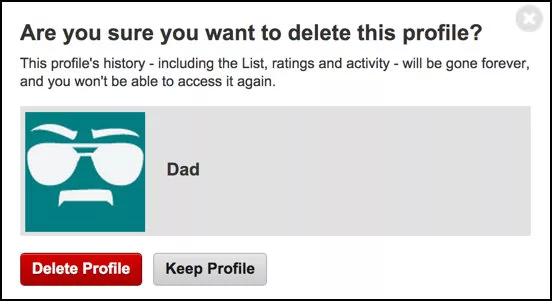 click delete profiles in pop up to confirm