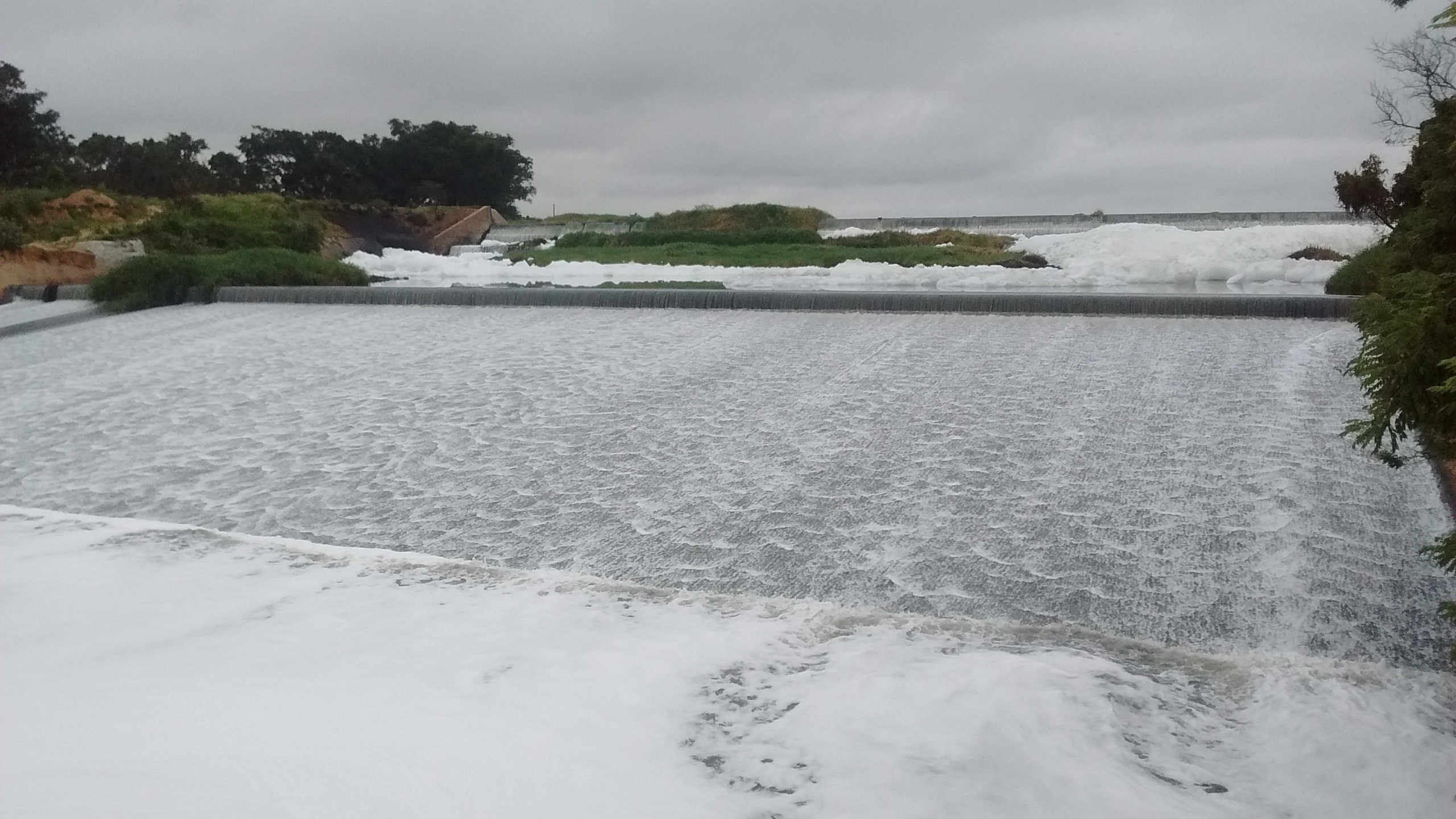 Water coming from the lake, taking the fall only to create dangerous chemical foam